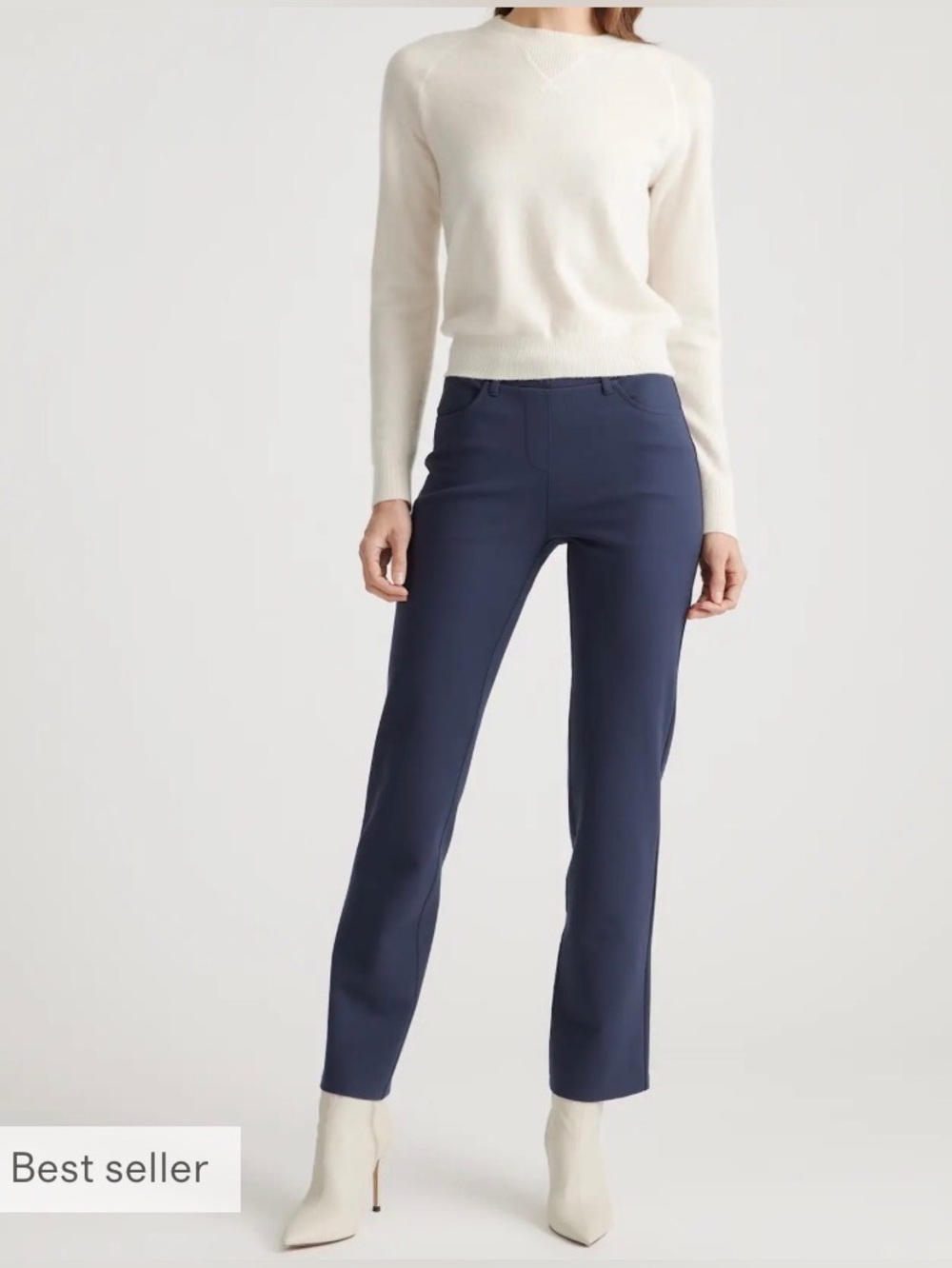 QUINCE Navy Knit Pull On Ponte Pants